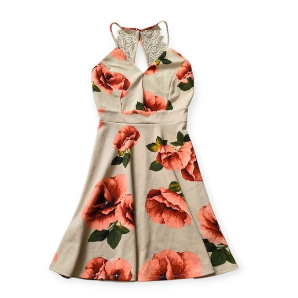 Blu Pepper Floral Mini Dress, Lace Racerback, Size XSmall - Picture 2 of 6